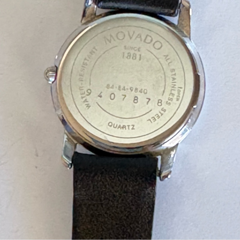 Authentic Movado Swiss Quartz Museum Classic Black Leather Silver Women’s Watch - Picture 8 of 11